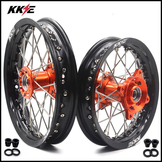 KKE 10/10 Small Kid's Wheels For KTM SX50 Mini Dirtbikes Orange Hub
