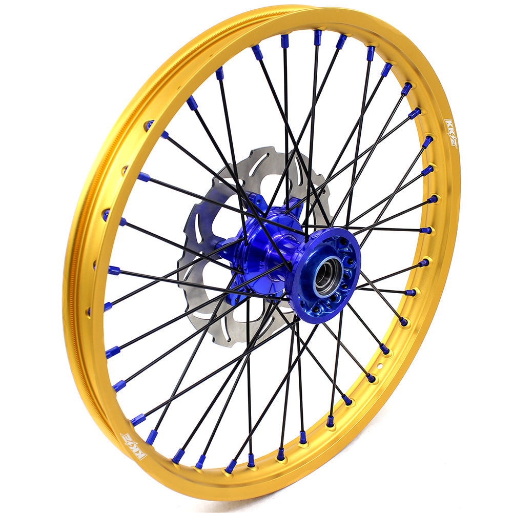 KKE 21"&19" Mx Dirtbike Cast Wheels For YAMAHA YZ125 YZ250 1999-2016 YZ250F YZ450F 2003-2015 Gold Rim Black Spokes With Disc