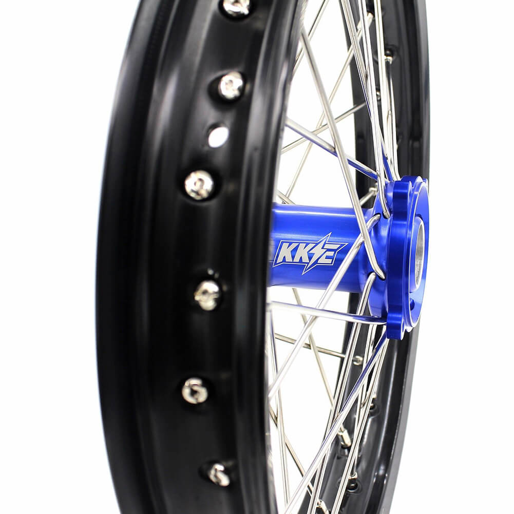 KKE 19 & 16 Spoked Kid's Wheels Rims Set for Kawasaki KX80 KX85 Blue