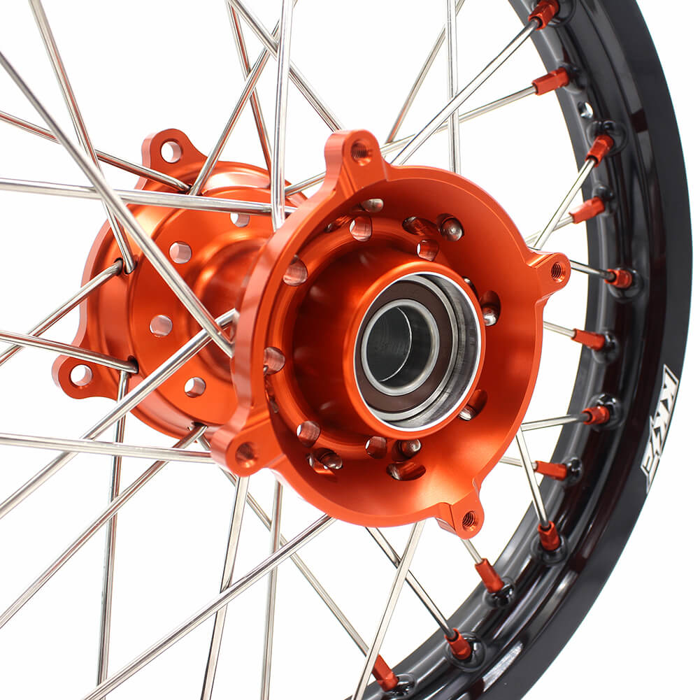 KKE 17"*1.4/14"*1.6 Kid's Big Wheels Rims Fit KTM SX 85 2003-2020 Orange Nipples