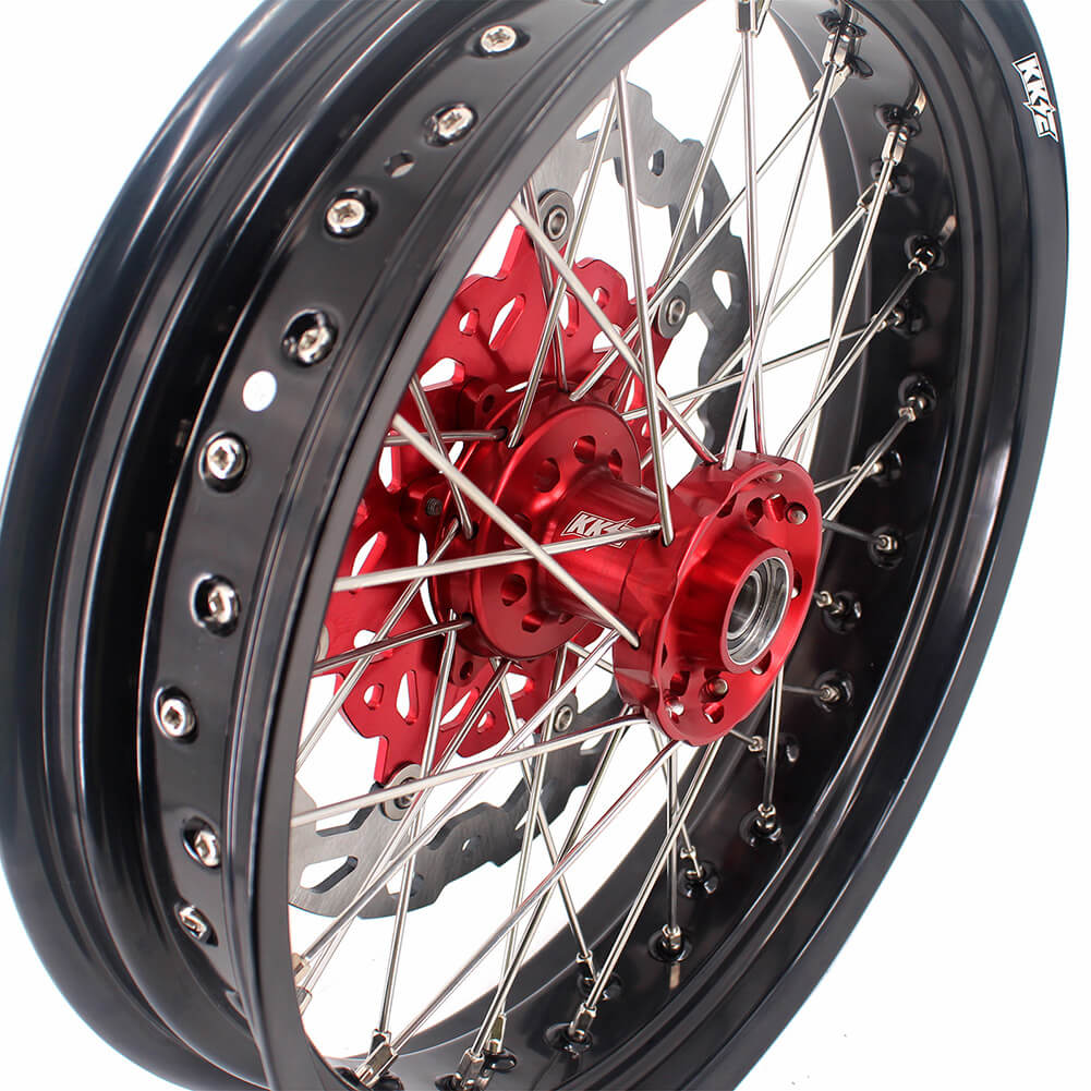 KKE 3.5 & 4.25 Cush Drive Supermoto Rims For HONDA XR650R 2000-2008 Red & Black
