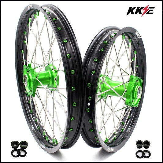 KKE 19" 16" For KAWASAKI KX85 KX80 KX100 KLX140/L Big Kid's Wheels Rim Green Hub