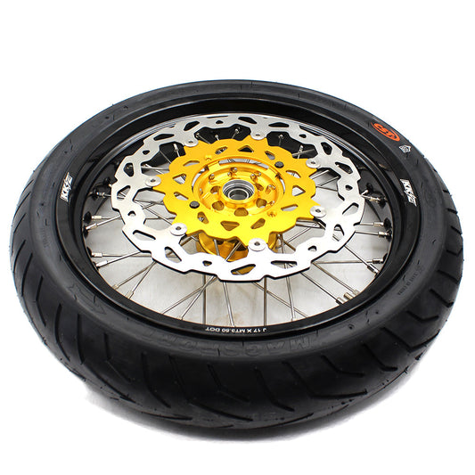 KKE 3.5 & 4.25*17inch Supermoto Rims Tires for SUZUKI RMZ250 2007-2025 RMZ450 2005-2025 Gold