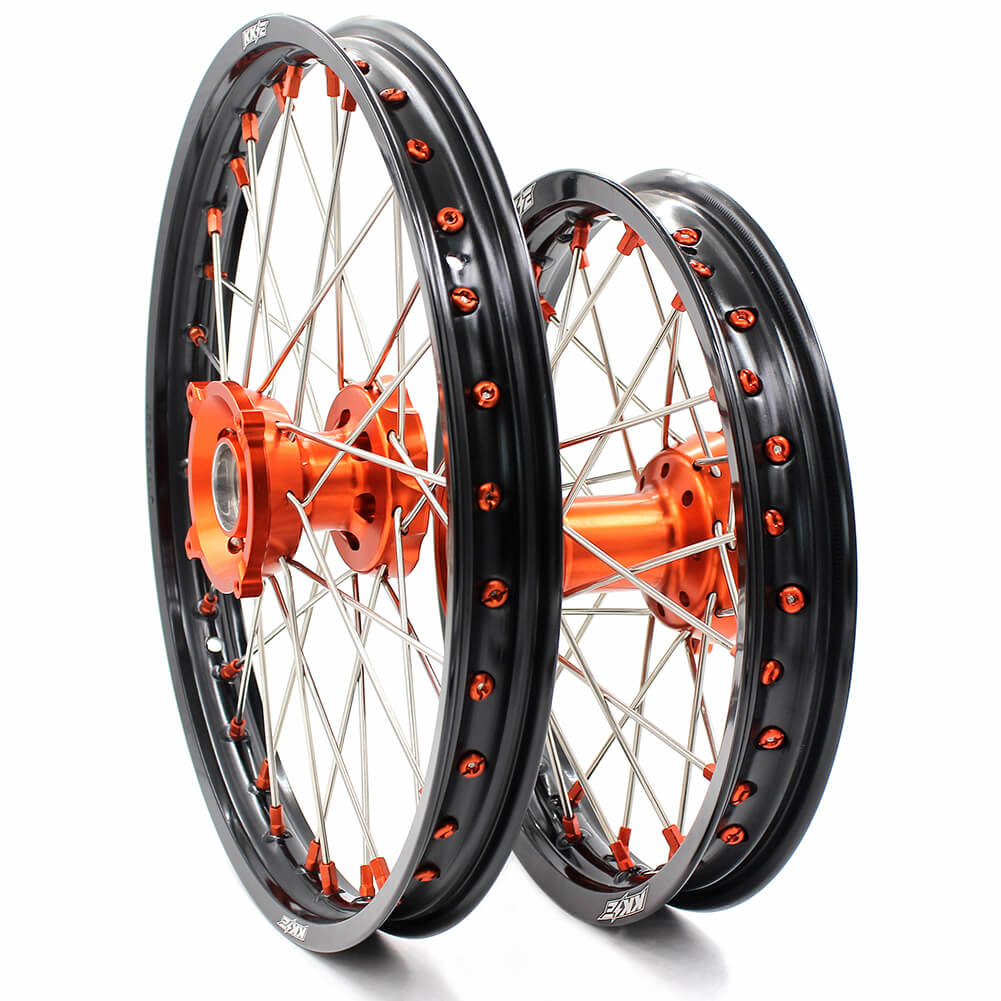 KKE 17"*1.4/14"*1.6 Kid's Big Wheels Rims Fit KTM SX 85 2003-2020 Orange Nipples