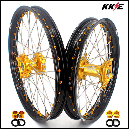 KKE 21 & 18 Enduro Rims for Suzuki RMZ250 2007-2022 RMZ450 2005 Gold Nipple