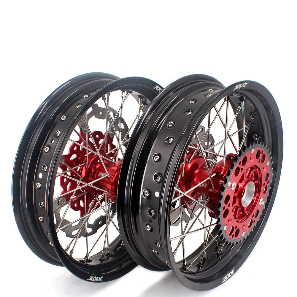 KKE 3.5 & 4.25 Cush Drive Supermoto Rims For HONDA XR650R 2000-2008 Red & Black