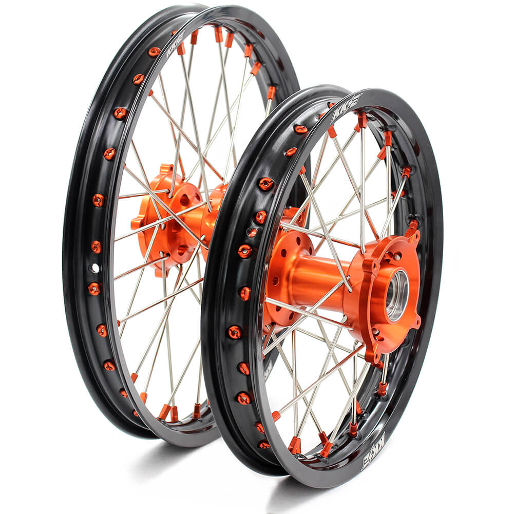 KKE 17"*1.4/14"*1.6 Kid's Big Wheels Rims Fit KTM SX 85 2003-2020 Orange Nipples