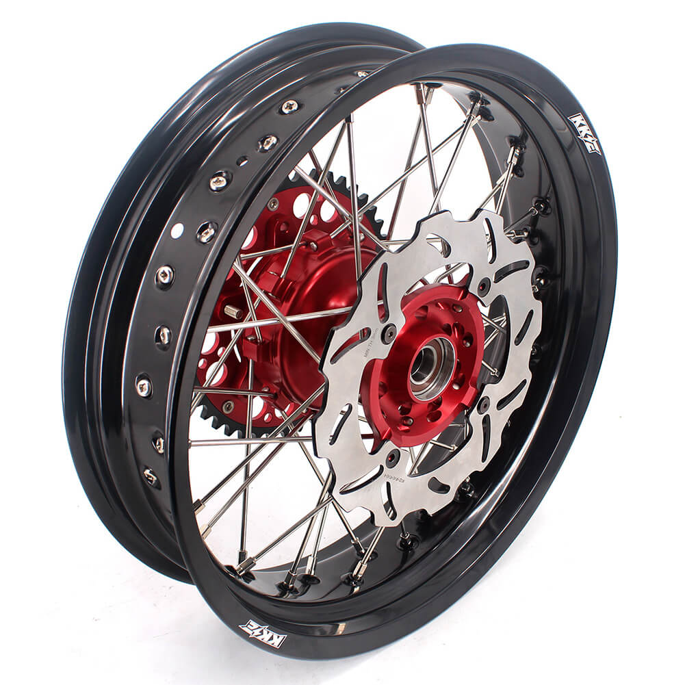 KKE 3.5 & 4.25 Cush Drive Supermoto Rims For HONDA XR650R 2000-2008 Red & Black