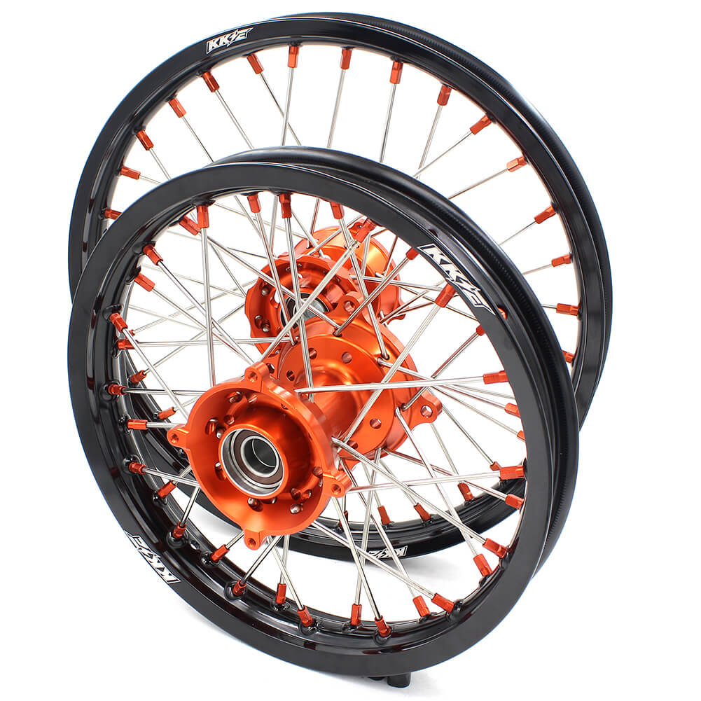 KKE 17"*1.4/14"*1.6 Kid's Big Wheels Rims Fit KTM SX 85 2003-2020 Orange Nipples