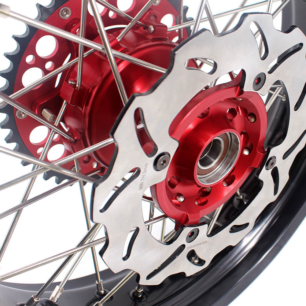 KKE 3.5 & 4.25 Cush Drive Supermoto Rims For HONDA XR650R 2000-2008 Red & Black