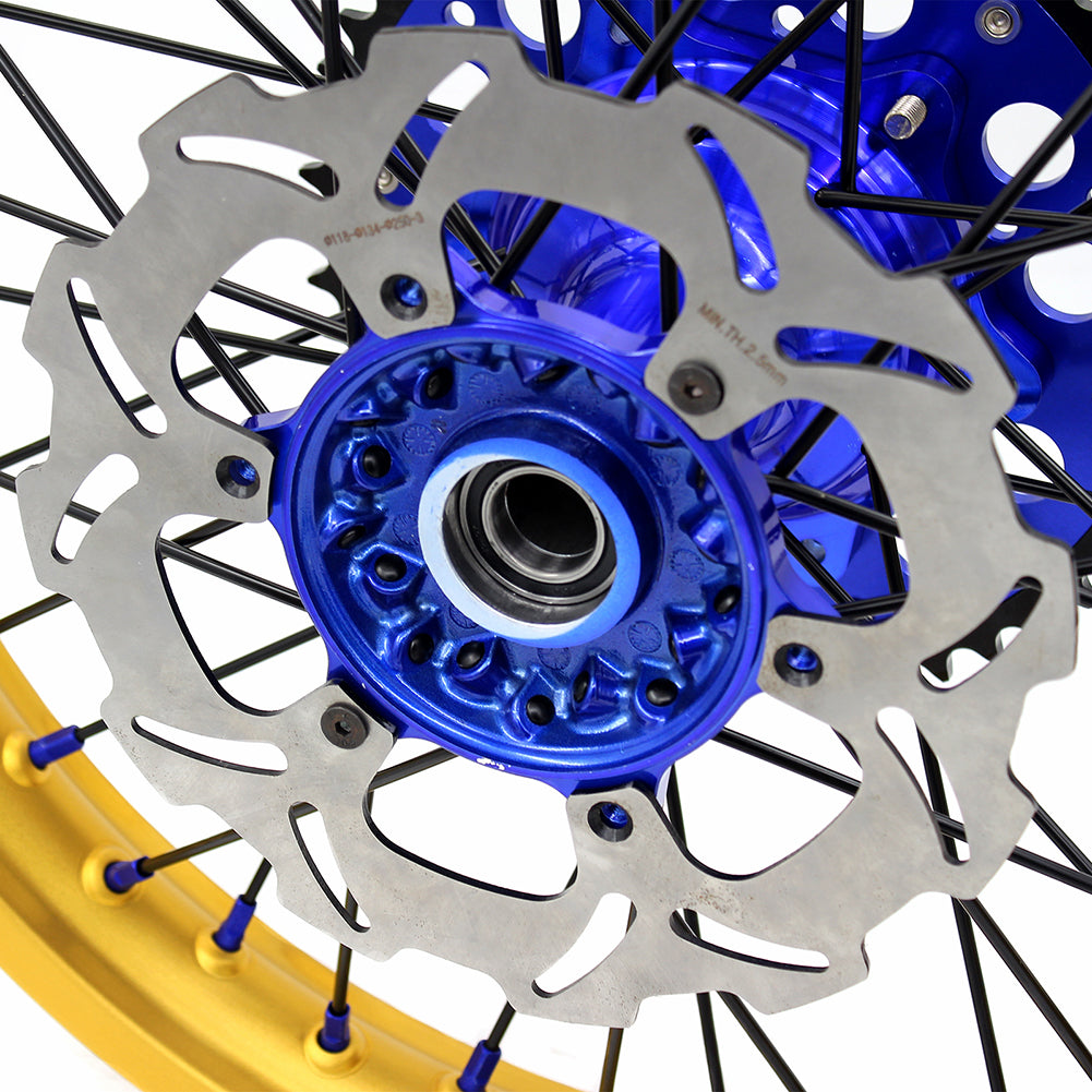 KKE 21"&19" Mx Dirtbike Cast Wheels For YAMAHA YZ125 YZ250 1999-2016 YZ250F YZ450F 2003-2015 Gold Rim Black Spokes With Disc