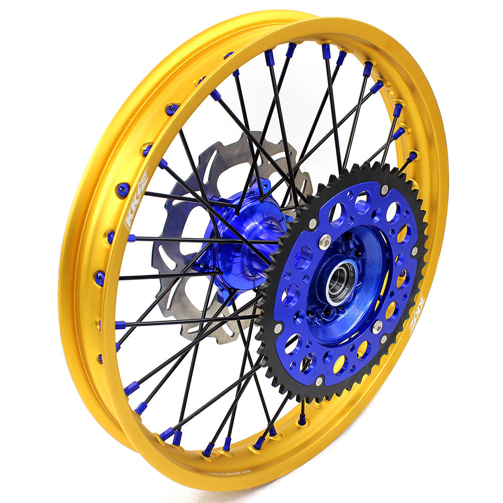 KKE 21"&19" Mx Dirtbike Cast Wheels For YAMAHA YZ125 YZ250 1999-2016 YZ250F YZ450F 2003-2015 Gold Rim Black Spokes With Disc