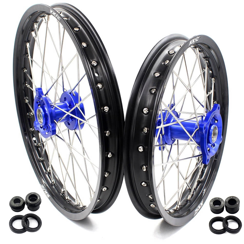 KKE 19 & 16 Spoked Kid's Wheels Rims Set for Kawasaki KX80 KX85 Blue
