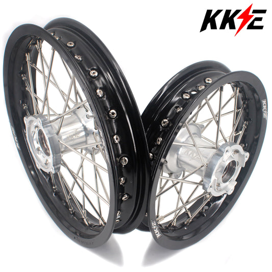 KKE 12 & 10 Kid's Wheels For KTM SX50 2014-2023 For Gas Gas MC50 2021-2024  Mini Bike Silver&Black