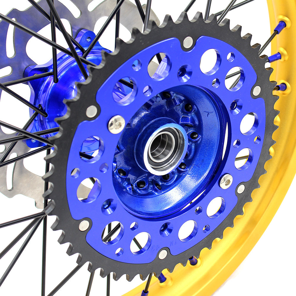 KKE 21"&19" Mx Dirtbike Cast Wheels For YAMAHA YZ125 YZ250 1999-2016 YZ250F YZ450F 2003-2015 Gold Rim Black Spokes With Disc