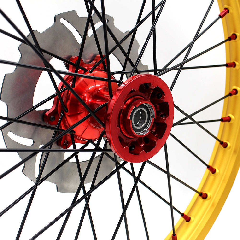 KKE 21 & 19 Cast Red Hubs Billet Gold Rims for Honda XR400R 96-04 XR600R 91-2000 Red&Gold