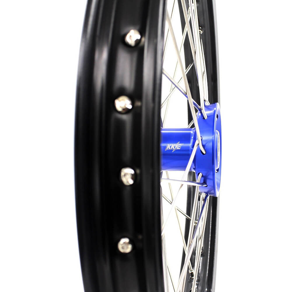 KKE 19 & 16 Spoked Kid's Wheels Rims Set for Kawasaki KX80 KX85 Blue