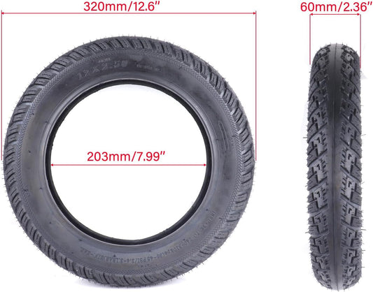 12x2.50 Replacement Tire & Inner Tube Set with Angled Valve Stem