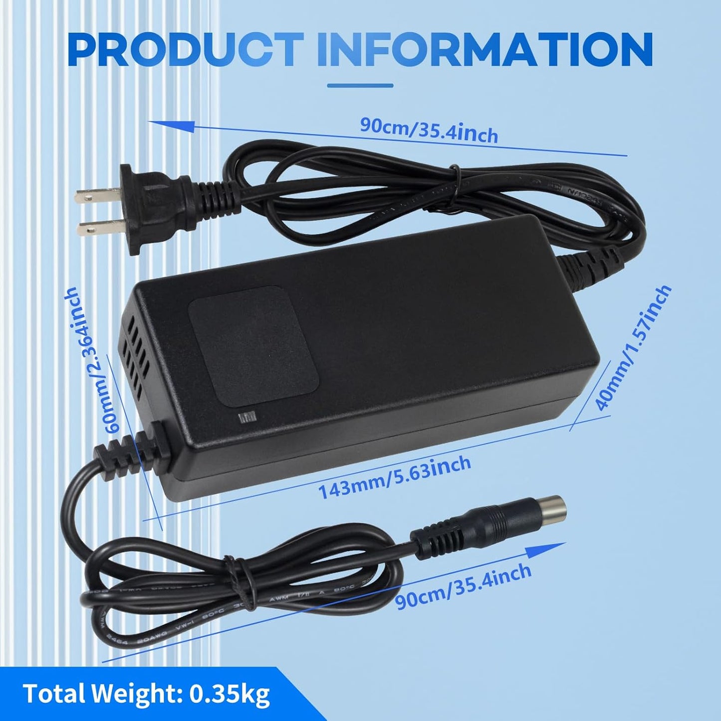 42V 2A Lithium Battery Charger for 36v 10s Li-ion Battery