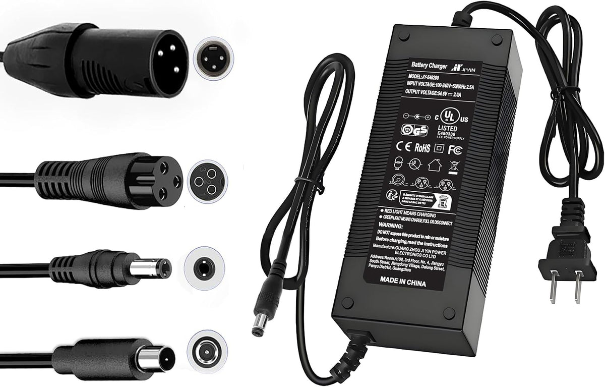 54.6V 2A Fast Electric Bike Charger for 48V Ebike Battery - Multiple Ports