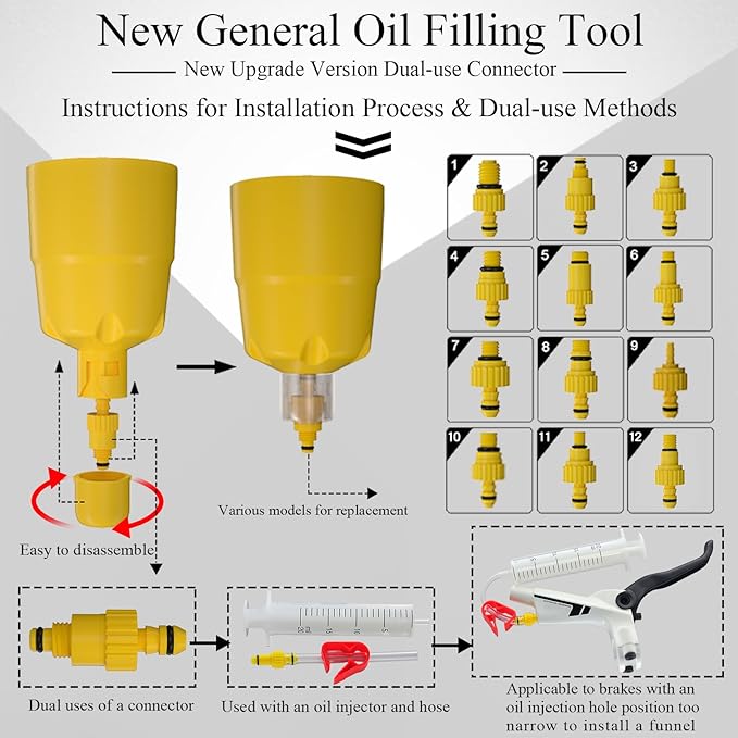 Universal Bicycle Hydraulic Disc Brake Bleed Kit - Compatible with Shimano Tektro Magura Hayes Formula Hope Giant and Other High-Performance Brake Systems