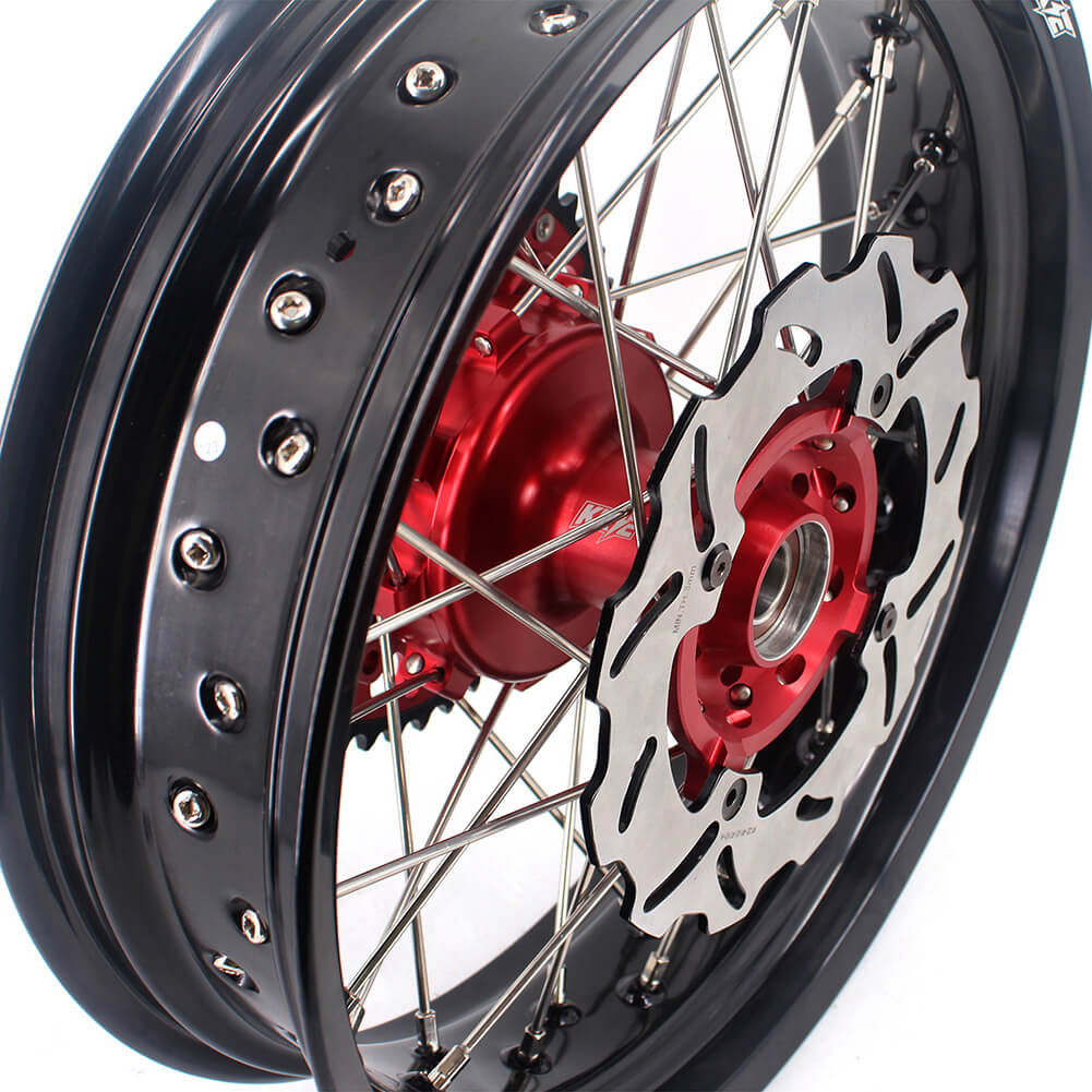 KKE 3.5 & 4.25 Cush Drive Supermoto Rims For HONDA XR650R 2000-2008 Red & Black