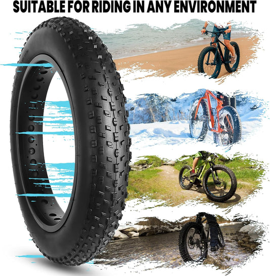 Fat Bike Replacement Tire: 20x4.0 Inch Puncture Resistant Folding MTB Bicycle Tire, 1 tire