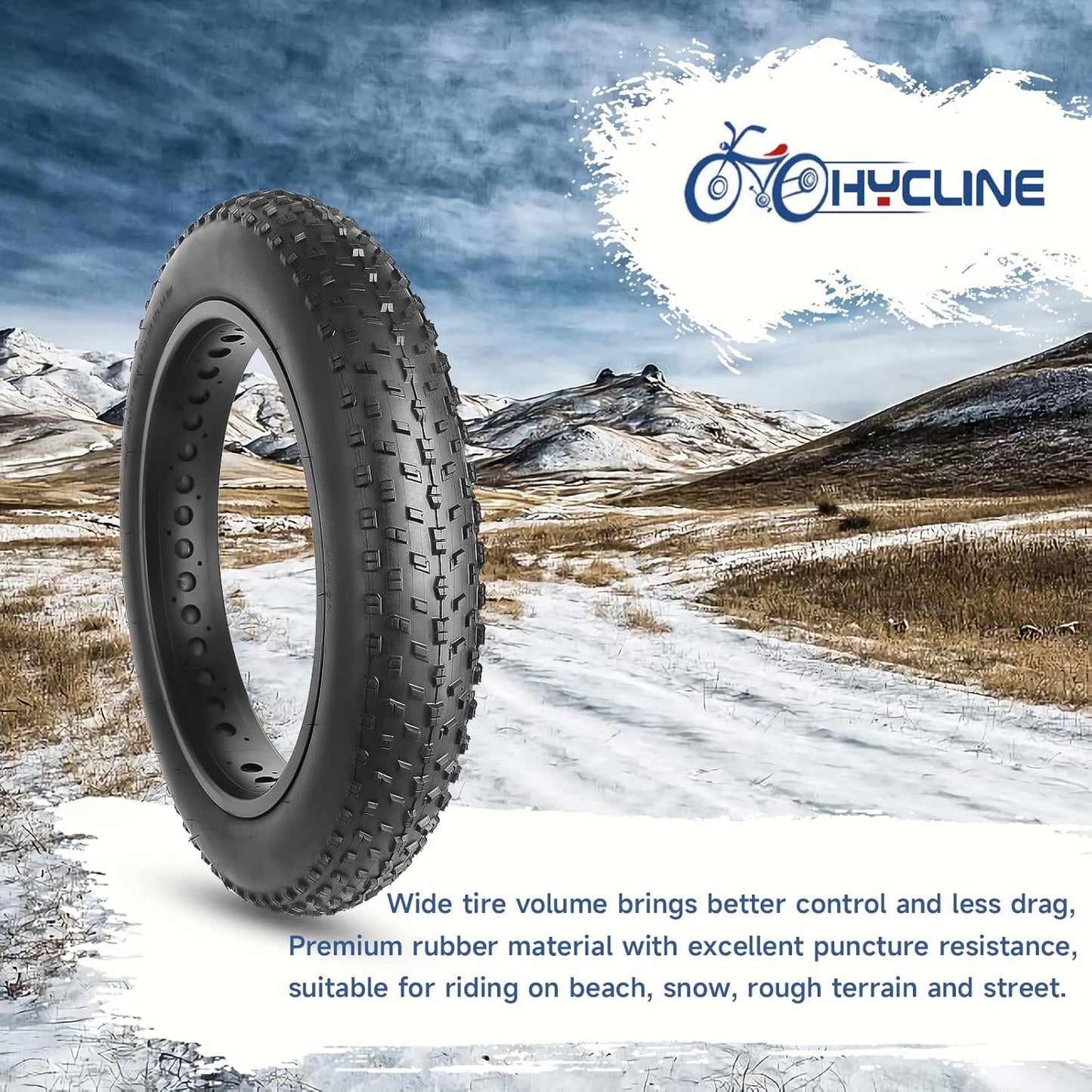 Fat Bike Replacement Tire: 20x4.0 Inch Puncture Resistant Folding MTB Bicycle Tire, 1 tire