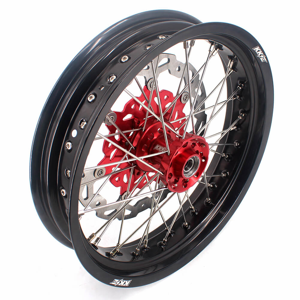 KKE 3.5 & 4.25 Cush Drive Supermoto Rims For HONDA XR650R 2000-2008 Red & Black
