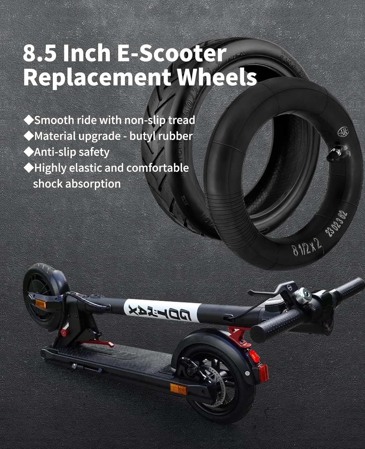 Tire & tube for 8.5in Scooter wheel, 50/75-6.1 Tire (Individual)
