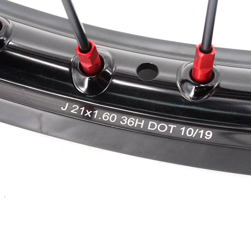 KKE 21 & 19 MX Rims for Suzuki RMZ250 2007-2024 RMZ450 2005-2024 Black Spokes
