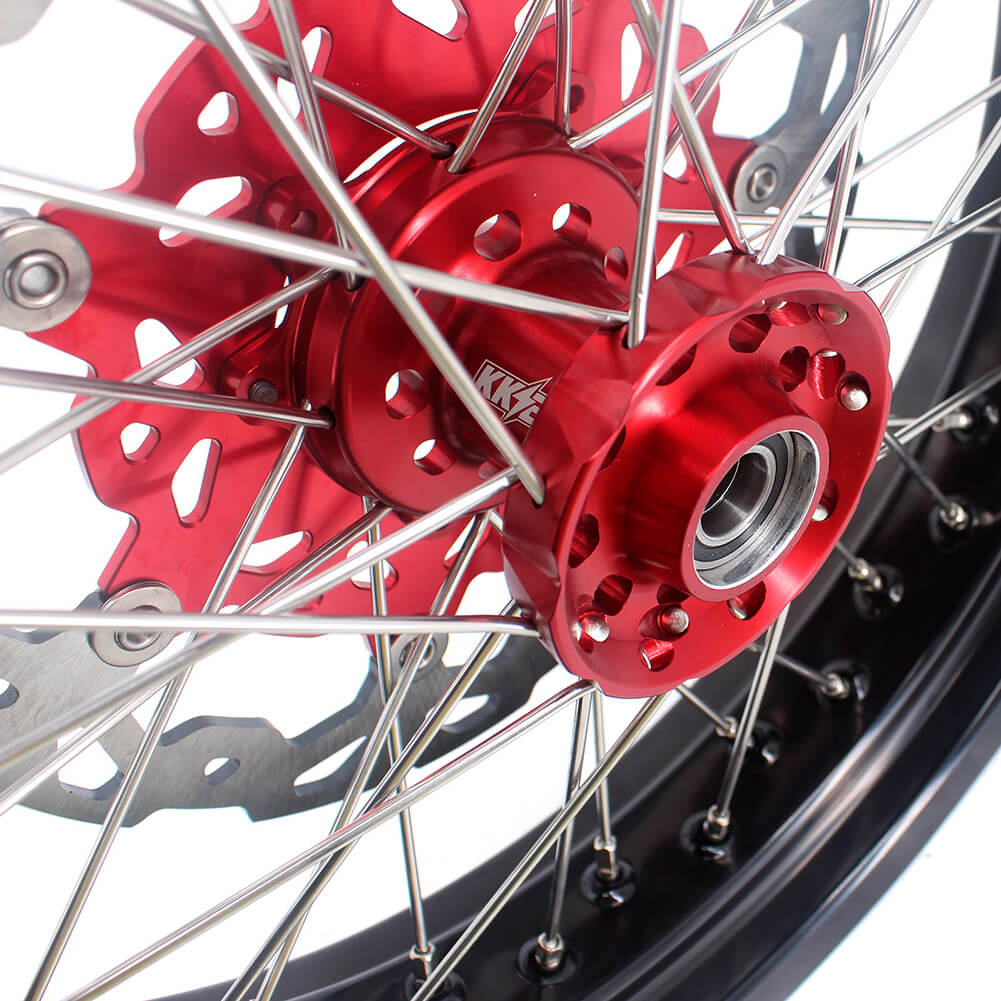 KKE 3.5 & 4.25 Cush Drive Supermoto Rims For HONDA XR650R 2000-2008 Red & Black