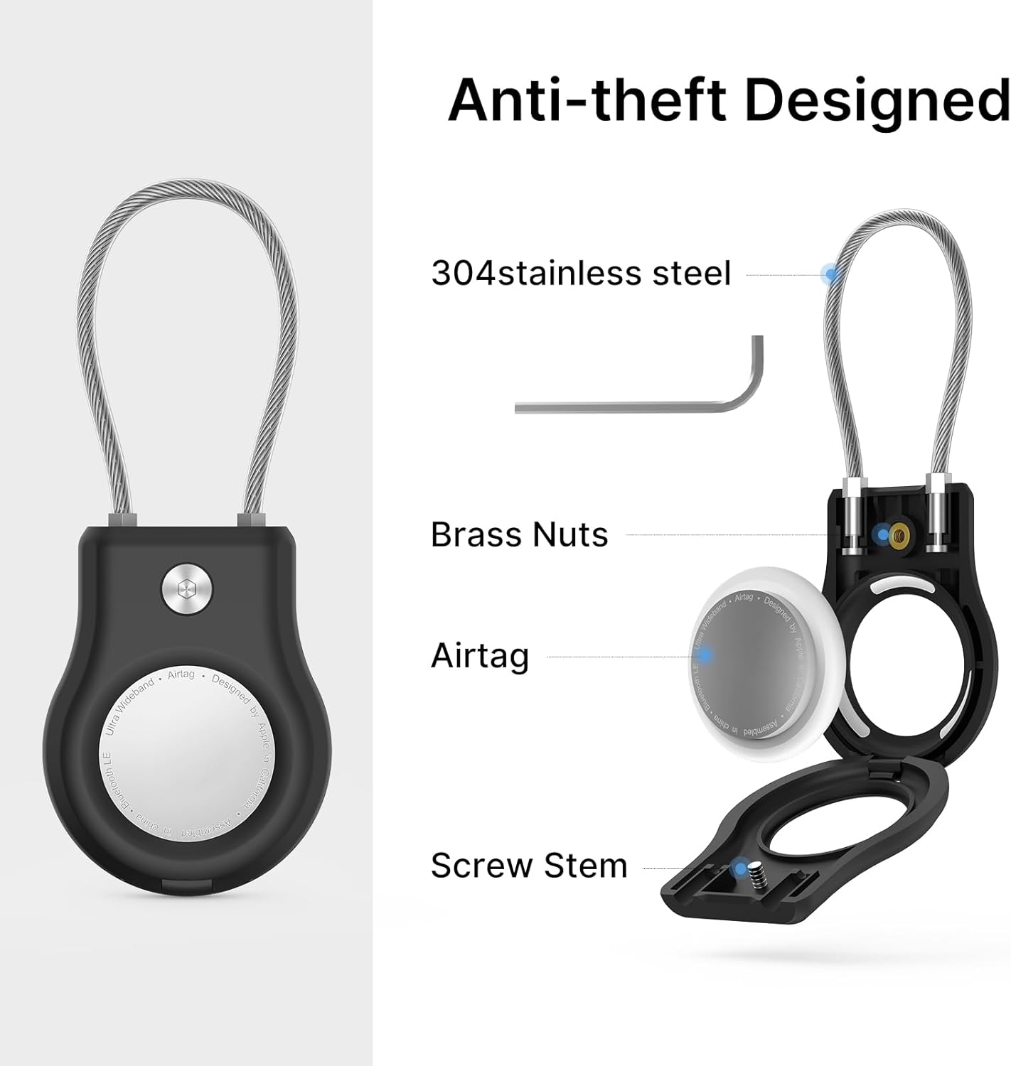 fahrradhelm schlüsselanhänger Apple AirTag & Airtag Lock Case with Wire Cable for bike