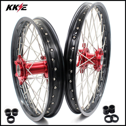 KKE 21 & 18 Spoked Enduro Wheels Rims Set FOR BETA RR 2013-2024 Red