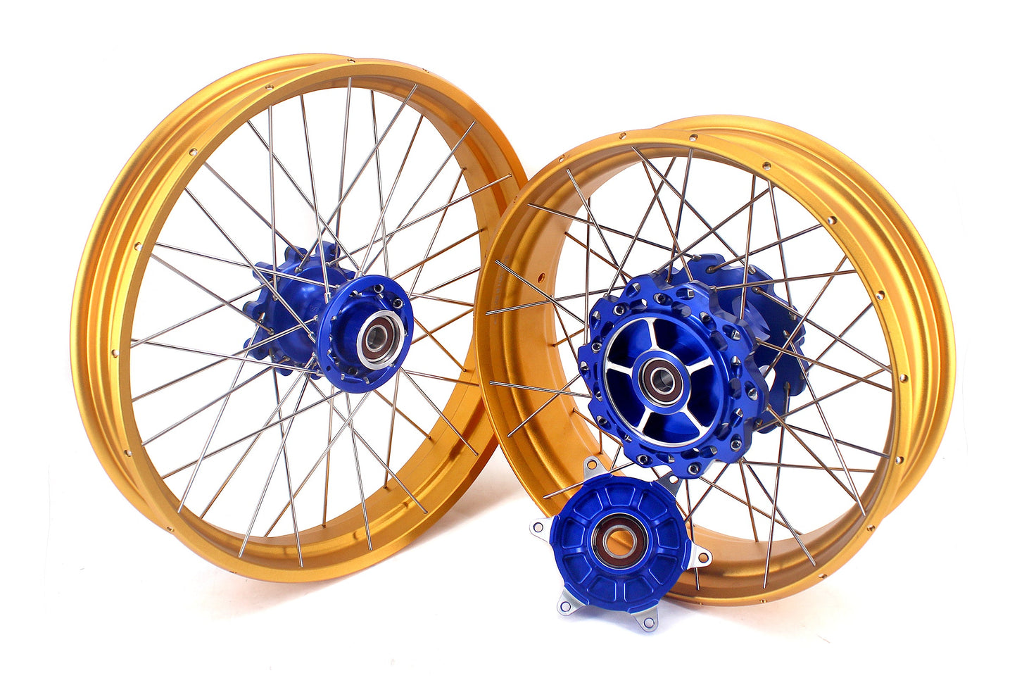VMX 19inch 17inch CUSH Drive Spoked Tubeless Wheels Set For BMW G310GS 2016-2024 Blue Hub & Gold Rim