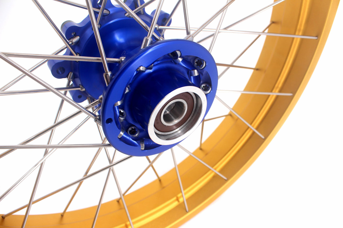 VMX 19inch 17inch CUSH Drive Spoked Tubeless Wheels Set For BMW G310GS 2016-2024 Blue Hub & Gold Rim