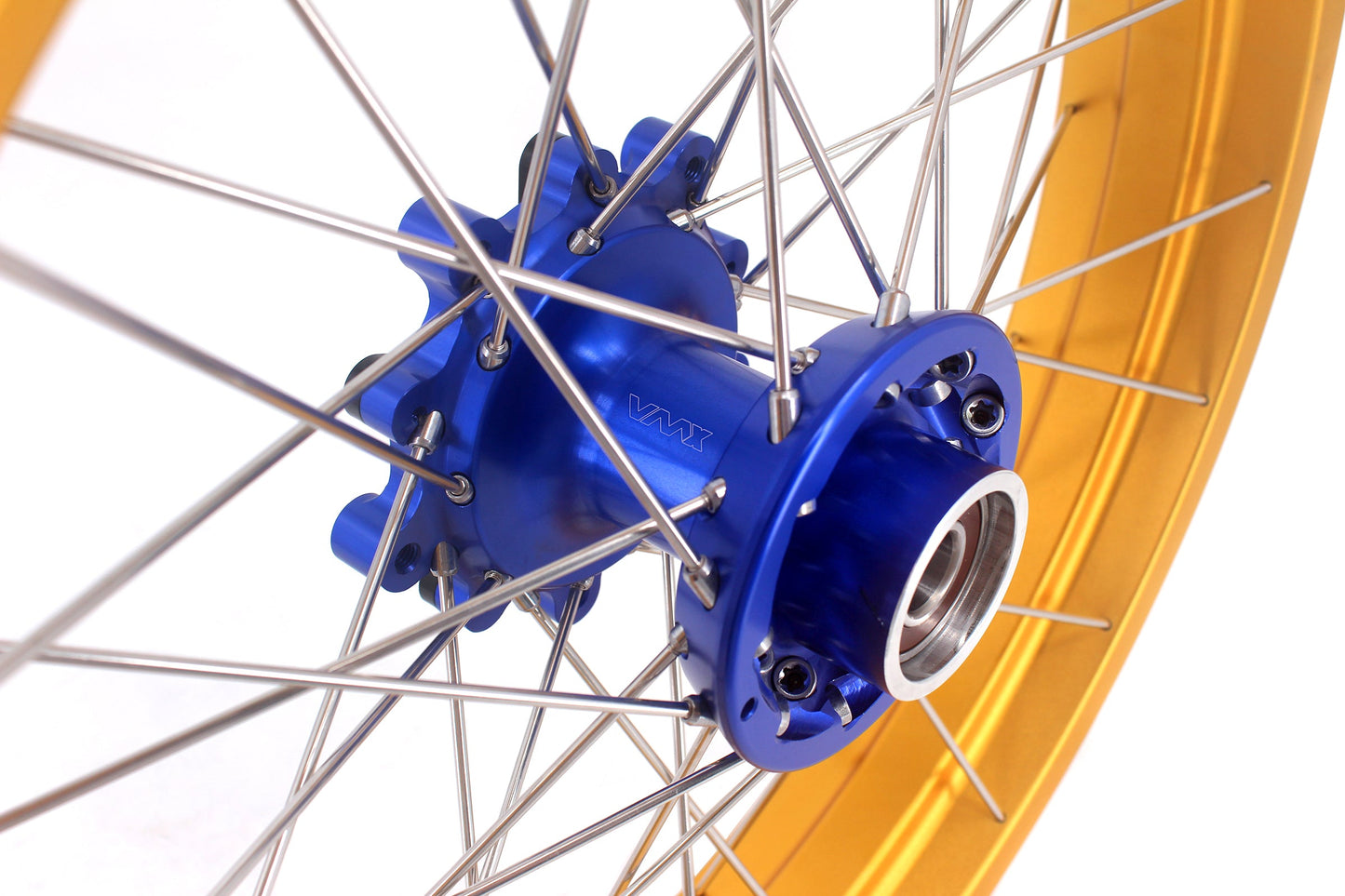 VMX 19inch 17inch CUSH Drive Spoked Tubeless Wheels Set For BMW G310GS 2016-2024 Blue Hub & Gold Rim