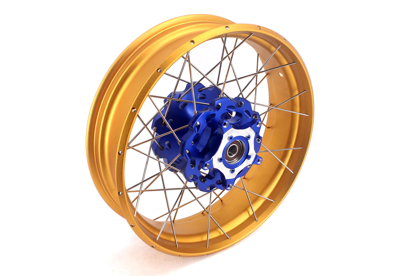 VMX 19inch 17inch CUSH Drive Spoked Tubeless Wheels Set For BMW G310GS 2016-2024 Blue Hub & Gold Rim