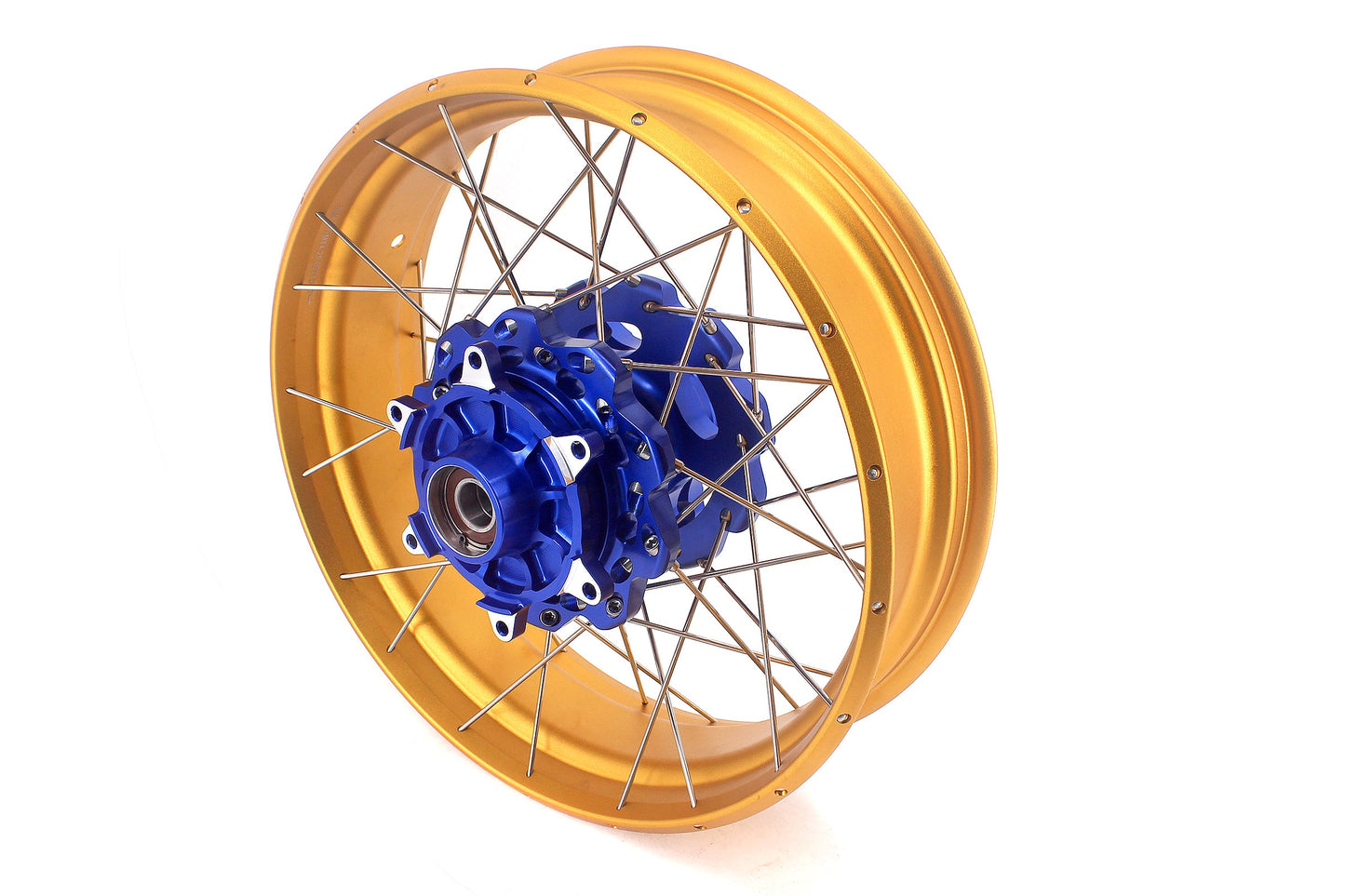 VMX 19inch 17inch CUSH Drive Spoked Tubeless Wheels Set For BMW G310GS 2016-2024 Blue Hub & Gold Rim