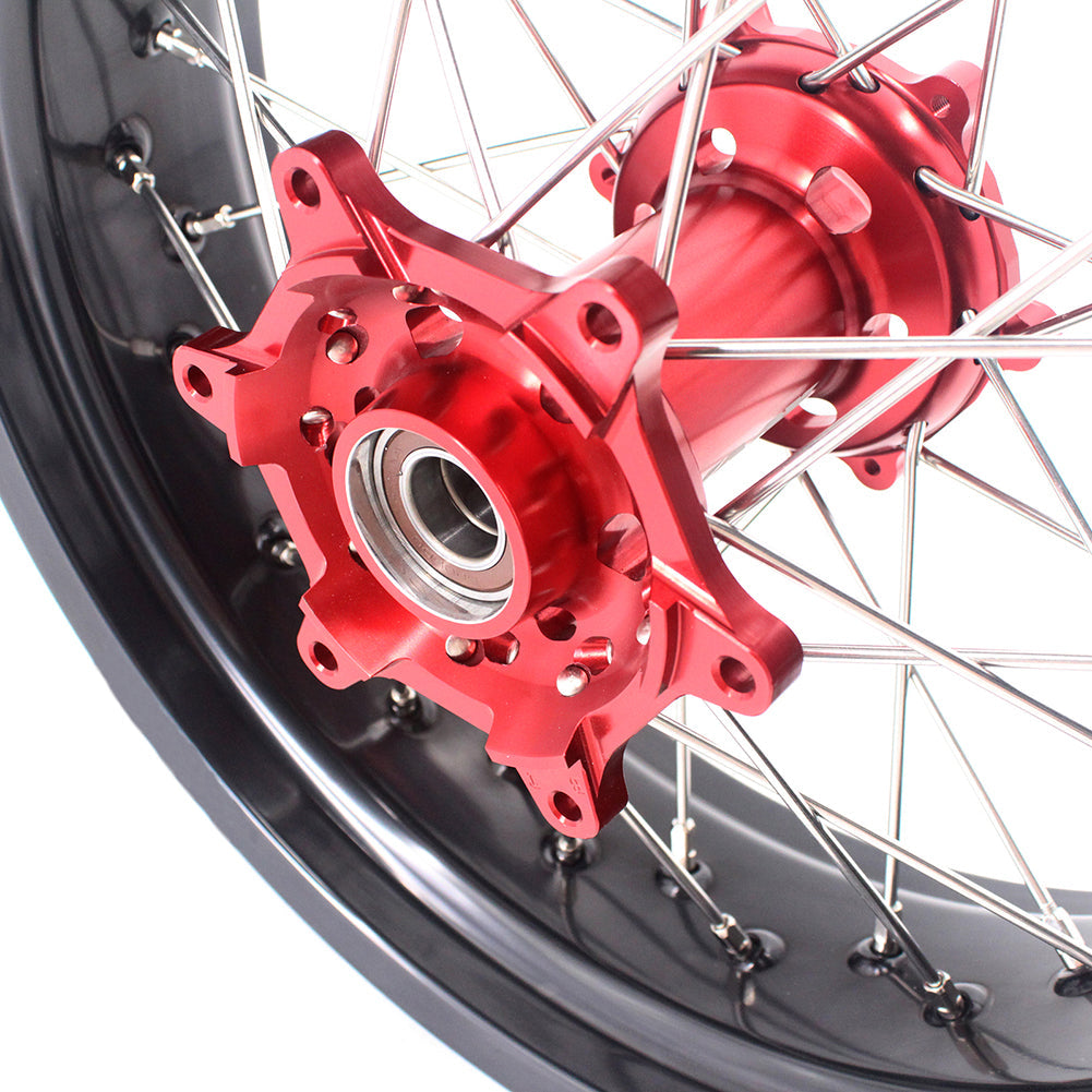 KKE 3.5 & 4.25 Supermoto Motard Wheels Rims for BETA RR 2013-2022 Red Hubs