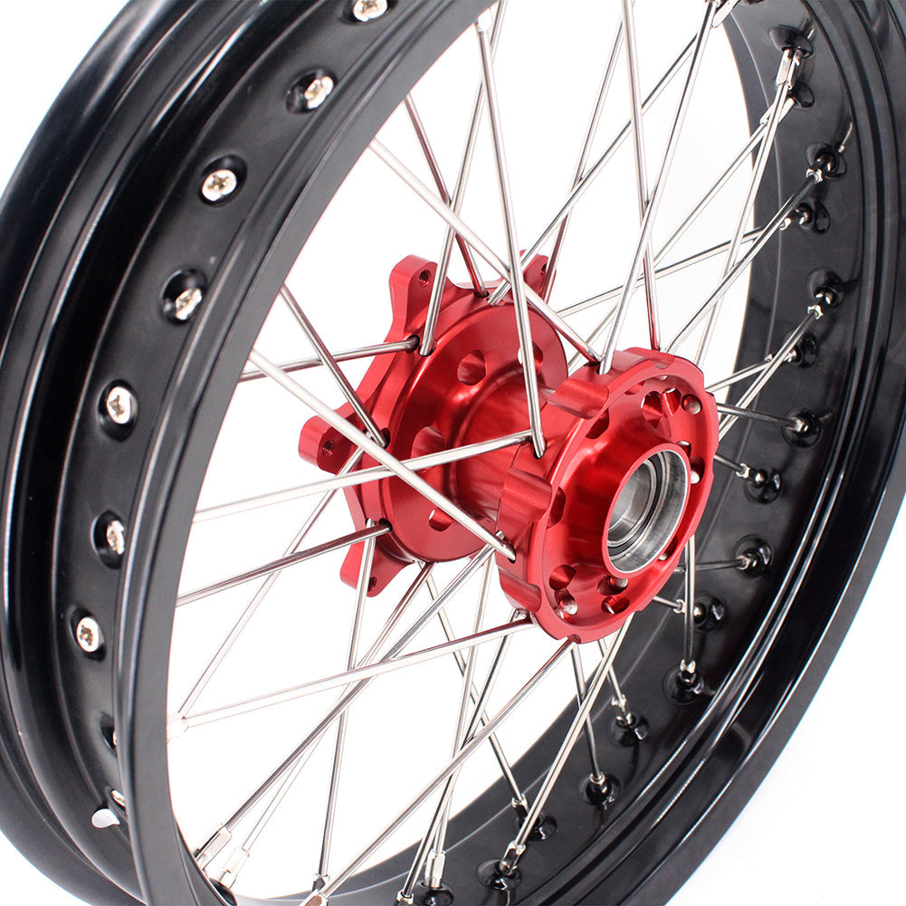 KKE 3.5 & 4.25 Supermoto Motard Wheels Rims for BETA RR 2013-2022 Red Hubs