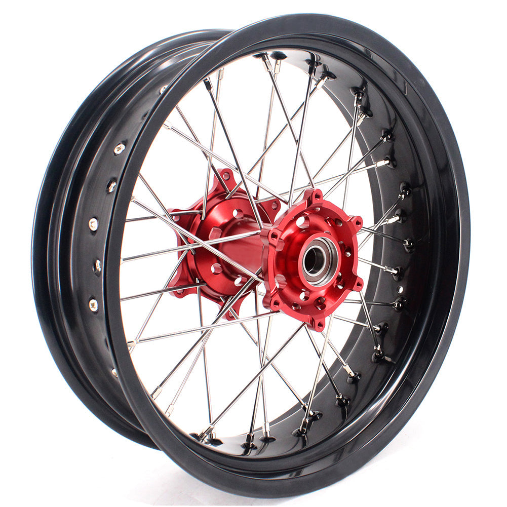 KKE 3.5 & 4.25 Supermoto Motard Wheels Rims for BETA RR 2013-2022 Red Hubs