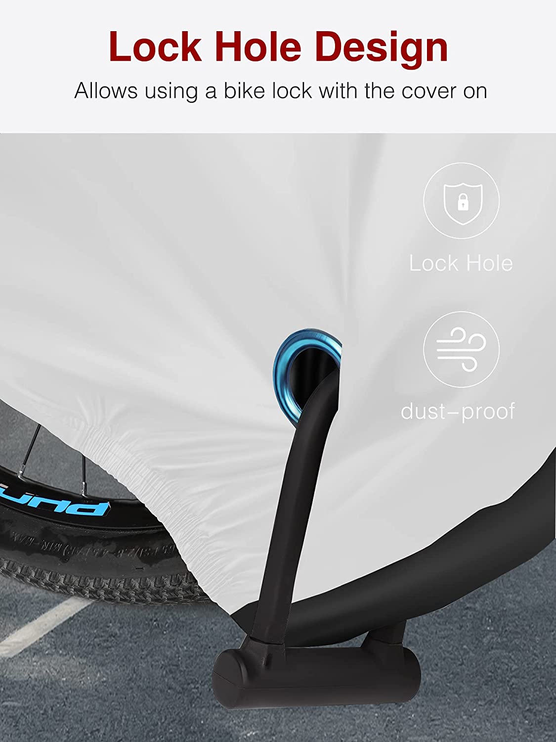 Bike Cover Outdoor Waterproof, Covers Rain Sun UV Dust Wind Proof with Lock Hole for Mountain Road Electric Bike