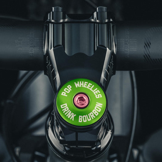 Pop Wheelies Drink Bourbon Bicycle Headset Cap