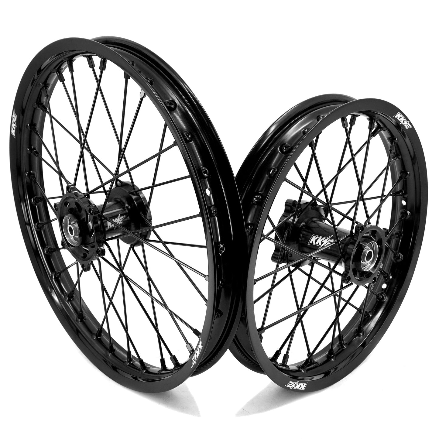 KKE 19 & 16 Spoked Kid's Wheels Rims Set for Kawasaki KX80 KX85 KX100 All Black