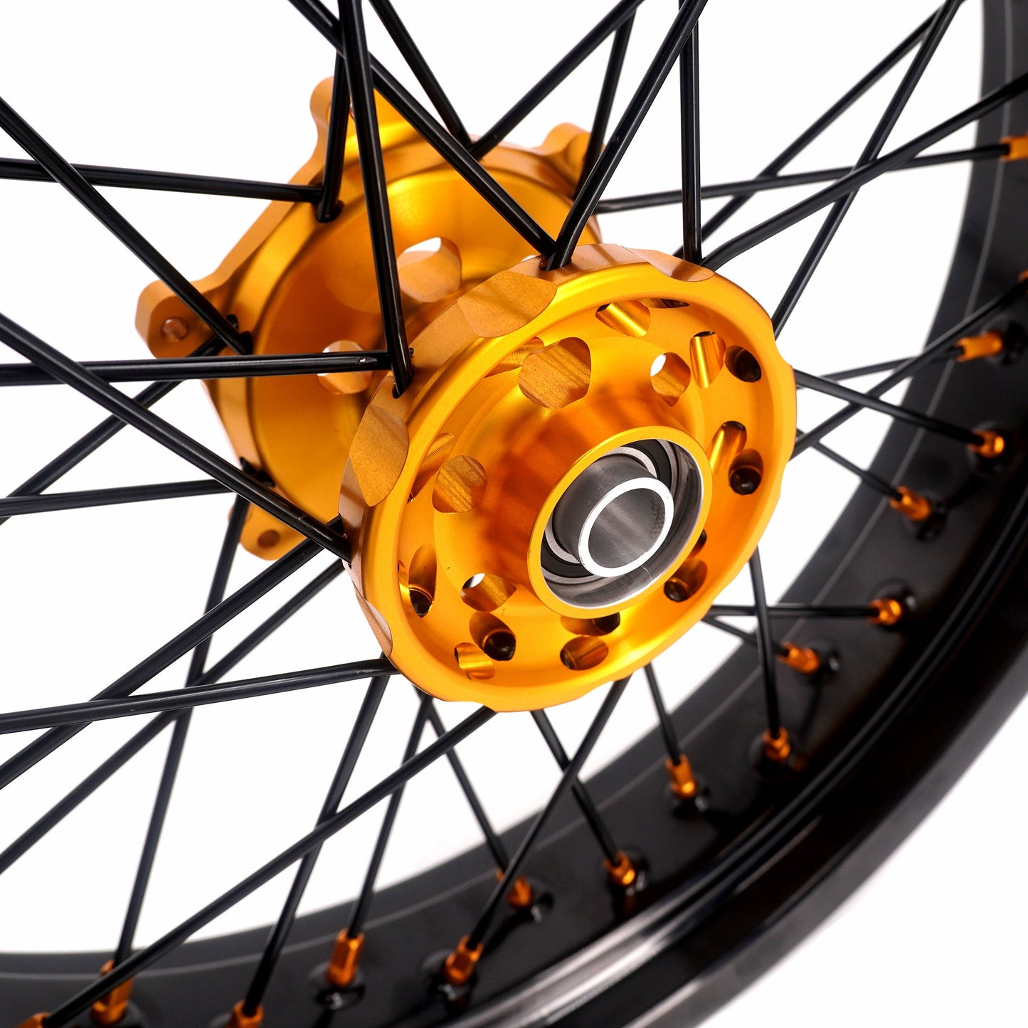KKE 3.5/4.25 Supermoto Race Wheels For Suzuki RM125 1996-2007 RM250 1996-2008 Gold Nipples
