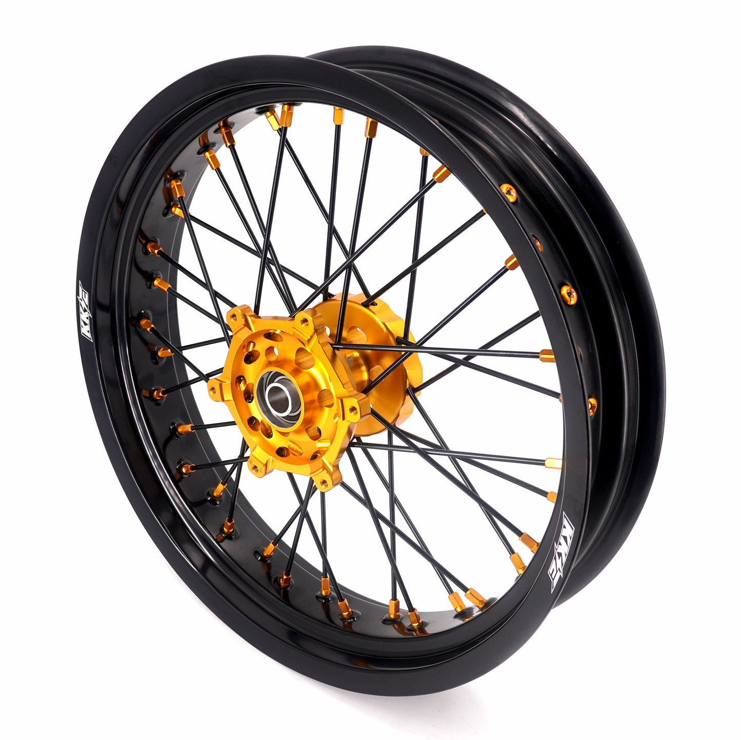 KKE 3.5/4.25 Supermoto Race Wheels For Suzuki RM125 1996-2007 RM250 1996-2008 Gold Nipples
