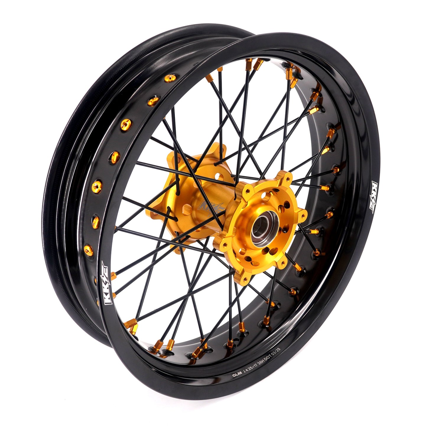 KKE 3.5/4.25 Supermoto Race Wheels For Suzuki RM125 1996-2007 RM250 1996-2008 Gold Nipples
