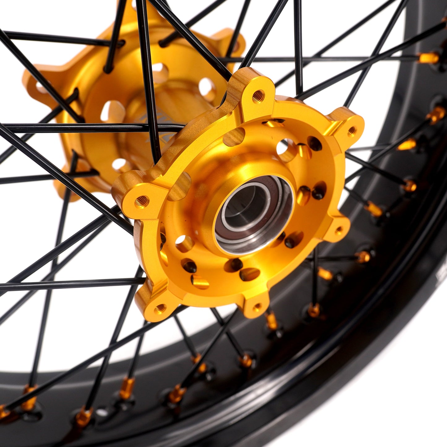 KKE 3.5/4.25 Supermoto Race Wheels For Suzuki RM125 1996-2007 RM250 1996-2008 Gold Nipples