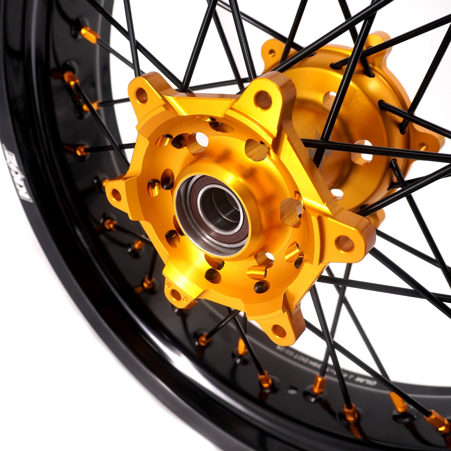 KKE 3.5/4.25 Supermoto Race Wheels For Suzuki RM125 1996-2007 RM250 1996-2008 Gold Nipples